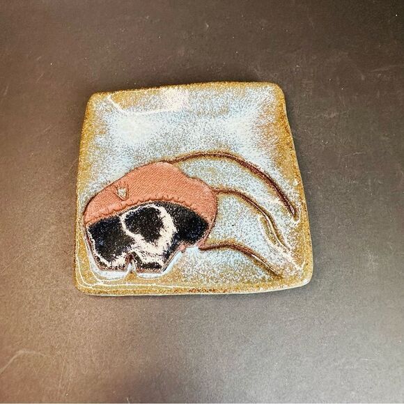 Artisan Red ware Buffalo Trinket Dish 4.5x4.5 - Picture 1 of 2